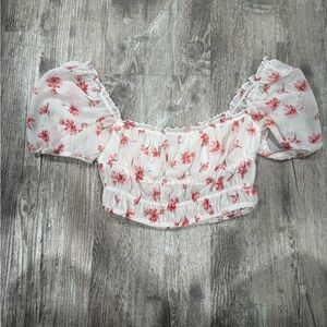 Princess Polly White and Pink Floral Crop Top